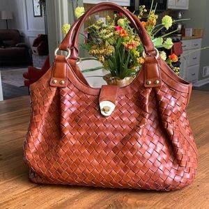 Brahmin Dagny Vachetta Woven Tramer Hobo Bag